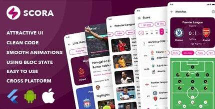 Scora: Sport Application UI KIT ( LiveScore, LiveMatches, News, Videos… )