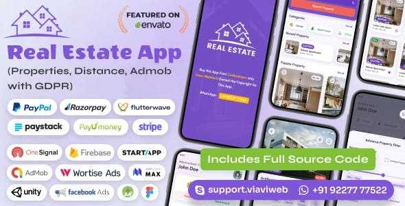 Android Real Estate App (Properties, Distance, Admob with GDPR)