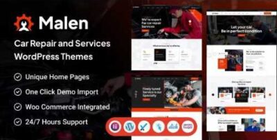 Malen Car Service & Repair WordPress Theme at $3.49