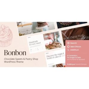 Bonbon Chocolate Sweets & Pastry Shop WordPress Theme + AI