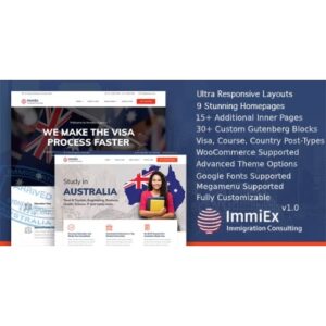 Immigration law, Visa services support, Migration Agent Consulting WordPress Business Theme ImmiEx