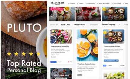Pluto Clean Personal WordPress Masonry Blog Theme