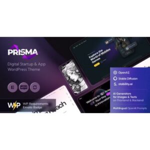 Prisma Digital Startup & App WordPress Theme + AI