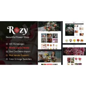 Rozy Flower Shop WooCommerce WordPress Theme (4+ Indexes + Mobile Layouts Ready)