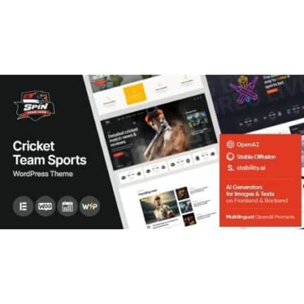 Spin - Cricket Team Sports WordPress Theme + AI