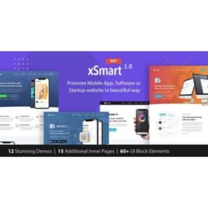 Xsmart app landing page wordpress theme in tech presentation, promo marketing & advertising agency