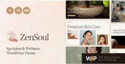 Zensoul spa salon & wellness wordpress theme + ai
