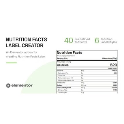 Nutrition Facts Label Creator (Elementor addon)