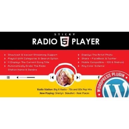 Sticky Radio Player WordPress Plugin - Full Width Shoutcast and Icecast HTML5 Player
