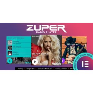 Zuper shoutcast and icecast radio player with history elementor widget addon