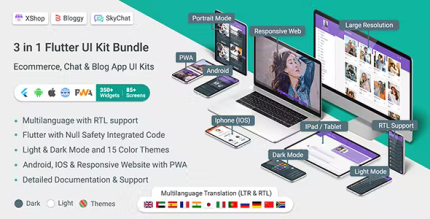 3 apps in 1 flutter ui kit bundle ecommerce chat and blog codermarket.png