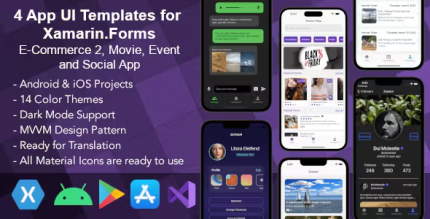 4 app ui templates for xamarin forms e commerce movie event social .png