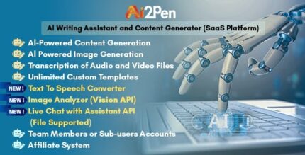 Ai2pen ai writing assistant and content generator saas platform .jpeg