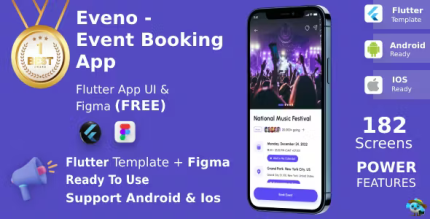 All event booking app ui kit flutter figma free eveno codermarket.png