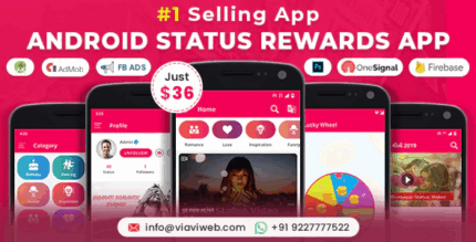 Android status app with reward point lucky wheel wa status saver video .png