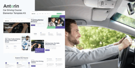 Anterin car driving course elementor template kit codermarket.png