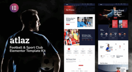 Atlaz football sports club elementor template kit codermarket.png