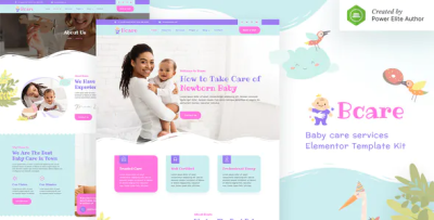 Bcare baby care services elementor template kit codermarket.png