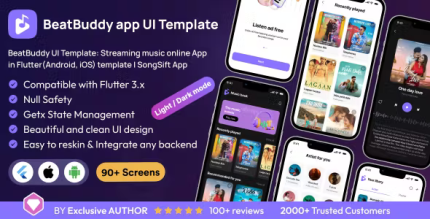 Beatbuddy ui template streaming music online app in flutter android ios .png