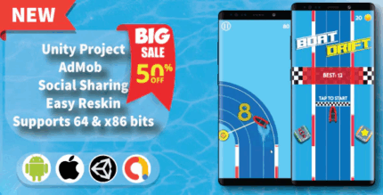 Boat drift unity game template unity ads admob codermarket.png