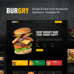Burgry burger fast food restaurant elementor template kit codermarket.png