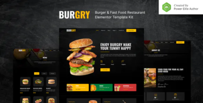 Burgry burger fast food restaurant elementor template kit codermarket.png