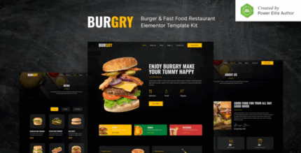 Burgry burger fast food restaurant elementor template kit codermarket.png