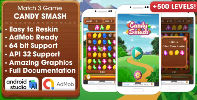 Candy smash match 3 game android studio project with admob ads ready to.png