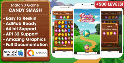 Candy smash match 3 game android studio project with admob ads ready to.png