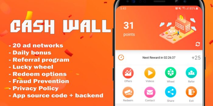 Cash Wall - Android Rewards App Source Code - Official Licence