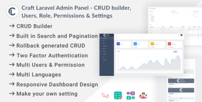 Craft laravel admin panel crud builder users role permissions settings.png
