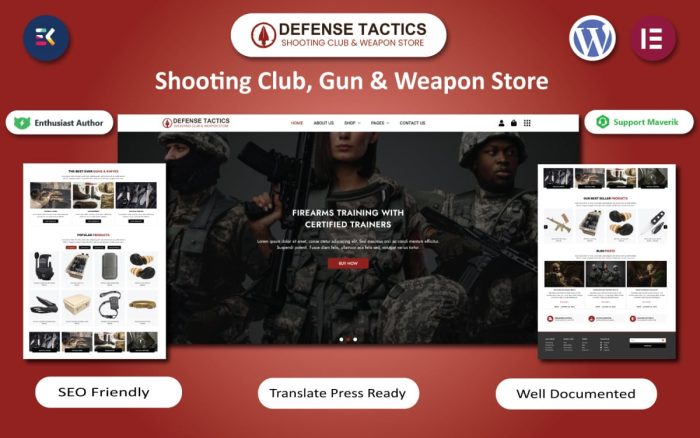 Defense tactics shooting club gun weapon store wordpress elementor template.jpg