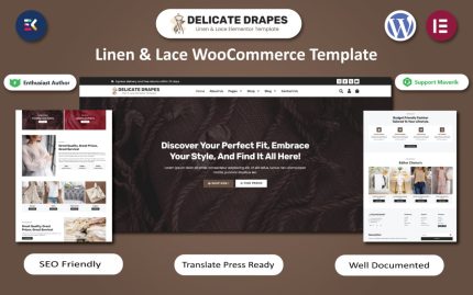 Delicate drapes linen lace fashion woocommerce elementor template.jpg