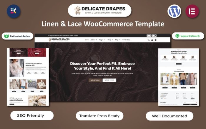 Delicate drapes linen lace fashion woocommerce elementor template.jpg