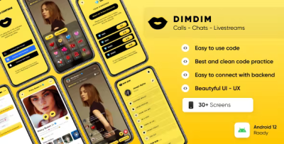 Dimdim chat video call and live streaming app template android ui kit .png