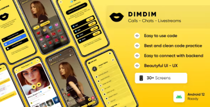 Dimdim chat video call and live streaming app template android ui kit .png