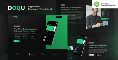 Doqu dark digital bank e wallet elementor template kit codermarket.png