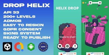 Drop helix 200 levels unity game template admob ads gdpr consent .jpeg