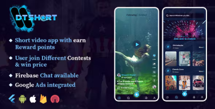 Dtshort tiktok clone short video flutter full app android ios admin.png