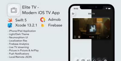 Elite tv modern neumorphism ui tv app for ios codermarket.png