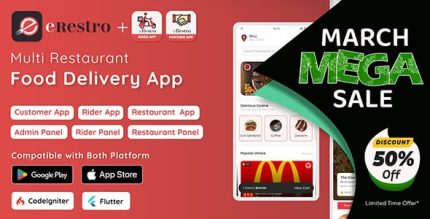 Erestro multi restaurant flutter app food ordering app with admin panel .jpg