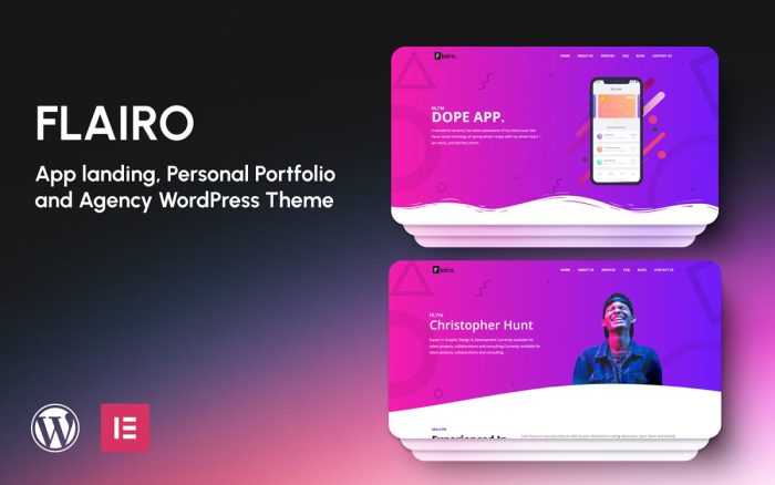 Flairo app landing personal portfolio and agency wordpress elementor theme.jpg