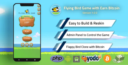 Flying bird game play to earn bitcoin with admin panel and admob codermarket.png