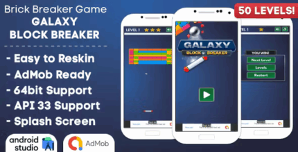 Galaxy block breaker brick breaker game android studio project with admob.png