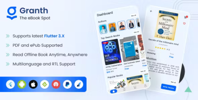 Granth full flutter 3x ebook app epub pdf laravel admin panel .png