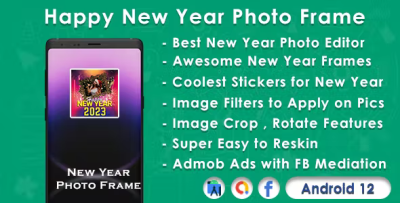 Happy new year 2023 photo frame editor app with admob ads codermarket.png