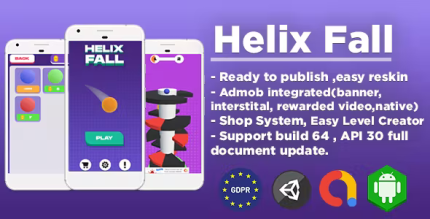Helix fall 230 levels unity game template admob ads gdpr consent .png