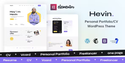 Hevin personal portfolio cv wordpress theme codermarket.png