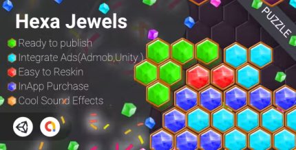 Hexa jewels unity game admob ios android codermarket.png