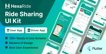 Hexaride taxi or ride sharing app flutter ui kit codermarket.png